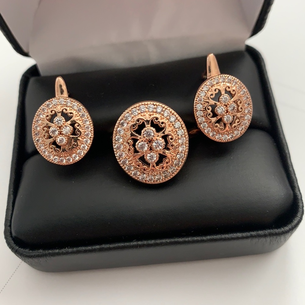 FALLON ring and earring set rose gold tone